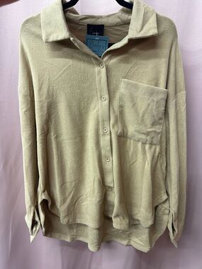 Casual Button-Front Cream Women's Sweater